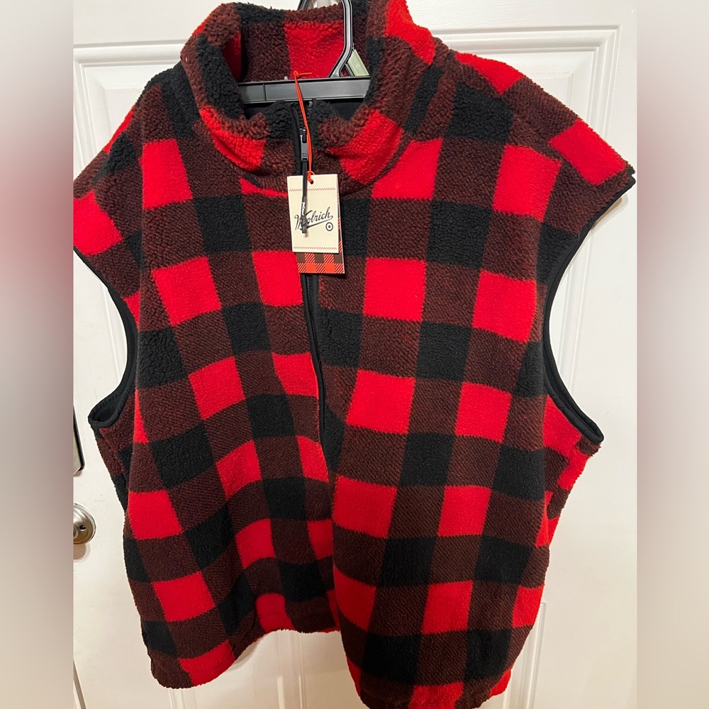 Woolrich Women's Red and Black Buffalo plaid Vest SIZE XXL - NWT dual zippers